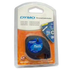 Dymo 91205 Fita Plastico Preto/Azul 12mmx4mt Letratag